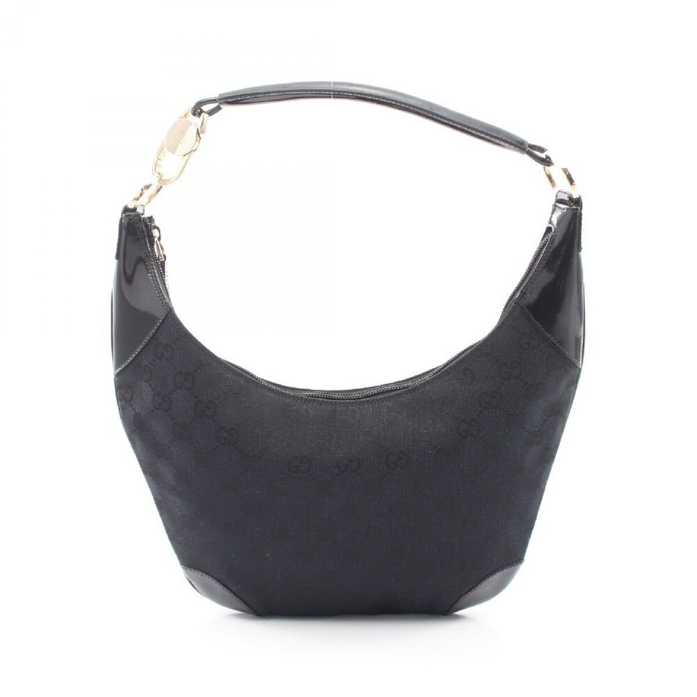 Gucci GG Canvas Hobo Bag black monogram canvas patent leather